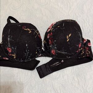 Torrid Black and Red Floral Bra